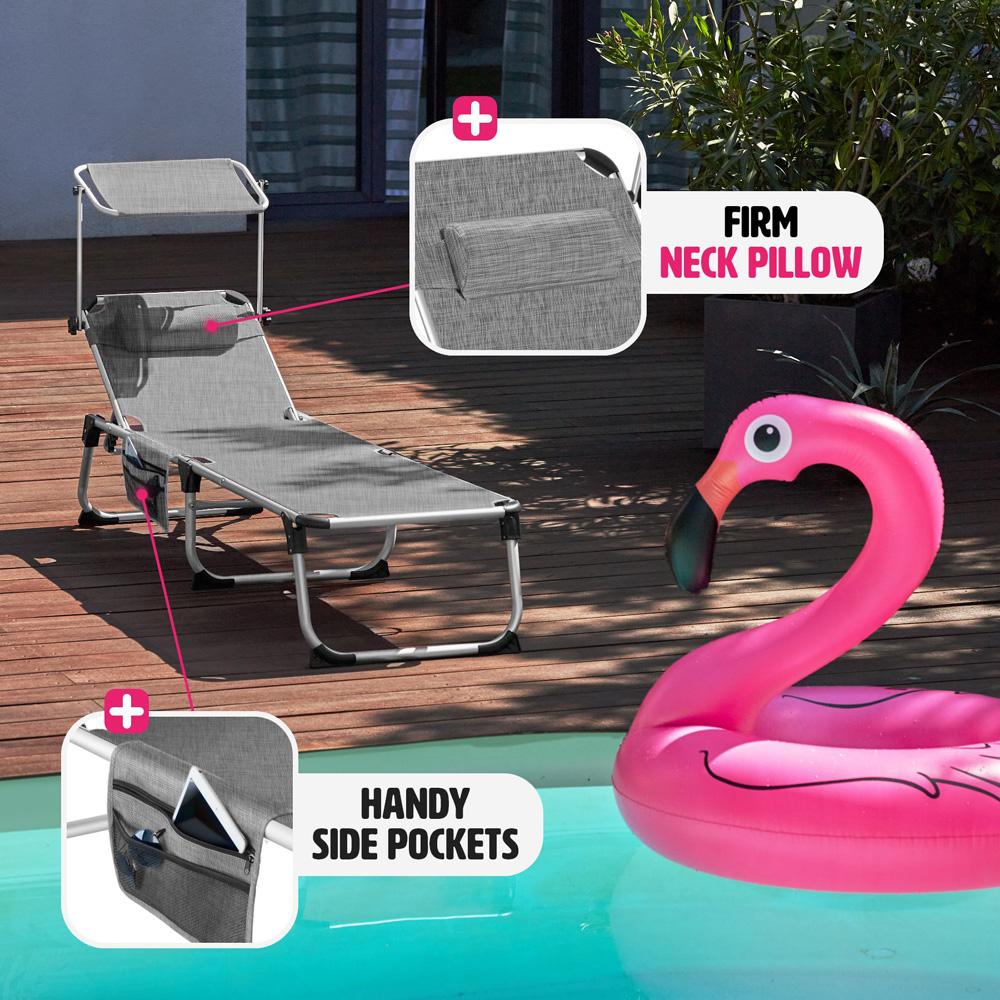 tectake Aurelie Mottled Grey 6 Position Backrest Sun Lounger Image 7