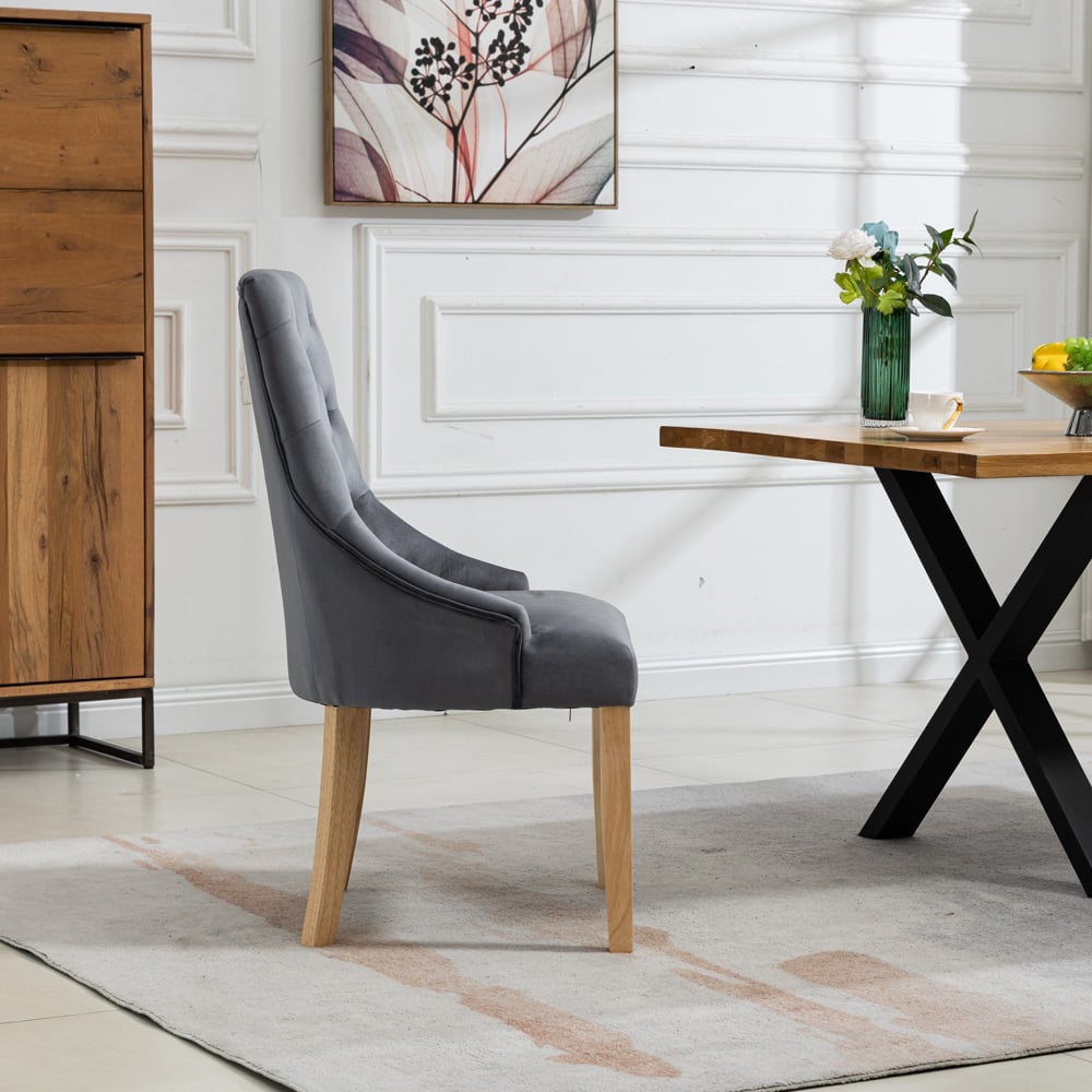 Artemis Home Ravenna Set of 2 Grey Velvet Dining Chair Image 4