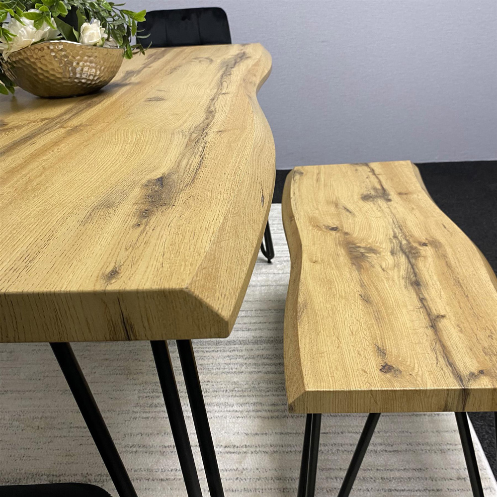 Kosy Koala 4 Seater Wood and Velvet Dining Bench Set Dark Grey Image 3