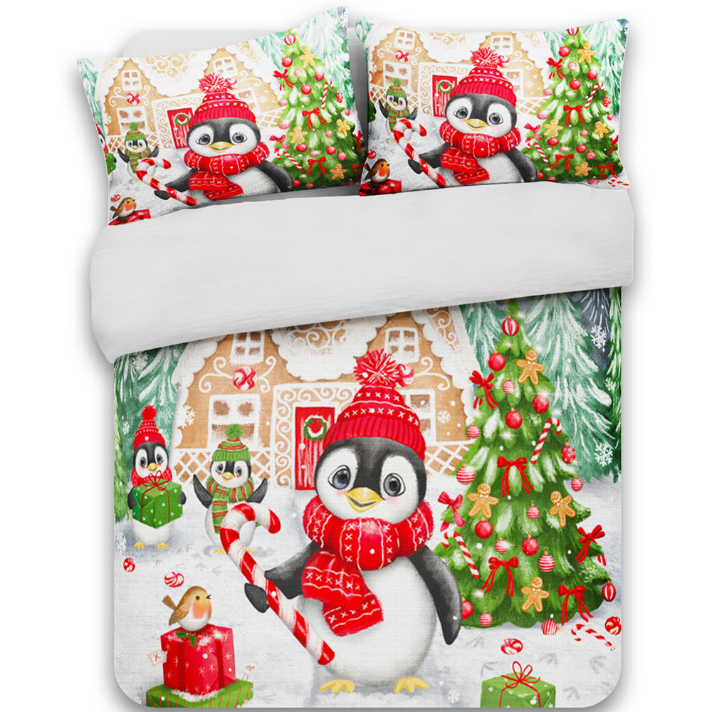 Velosso Double Multicolour Penguin Candy Panel Duvet Set Image 2
