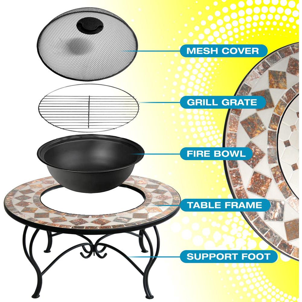 Centurion Supports Fireology Kennocha Cream and Pale Brown 4 in 1 Fire Pit Image 8