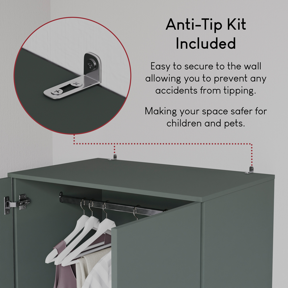 Vida Designs Riano 2 Door 2 Drawer Green Wardrobe Image 6