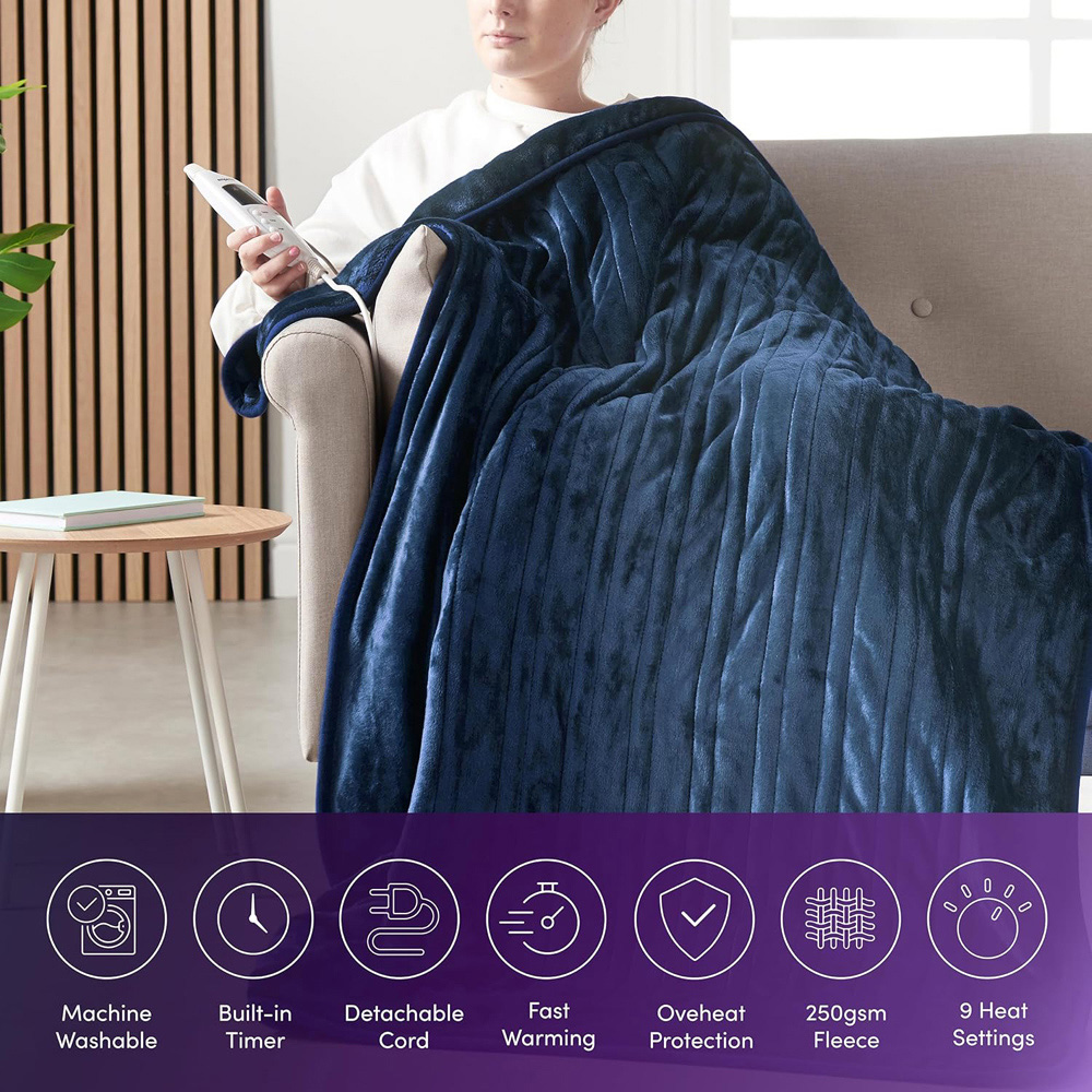 Emperial Navy Electric Heated Throw Blanket Image 8