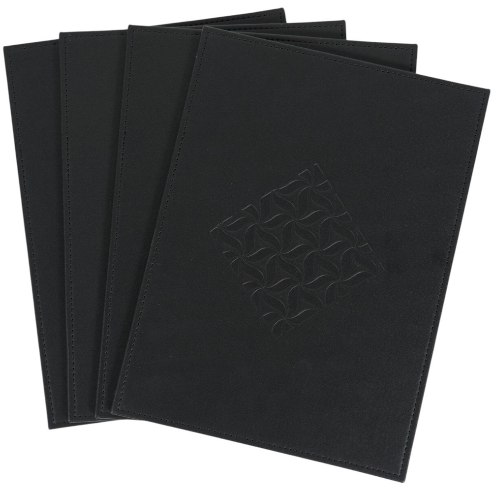 Set of 4 Embossed Faux Leather Placemats Black Image 2