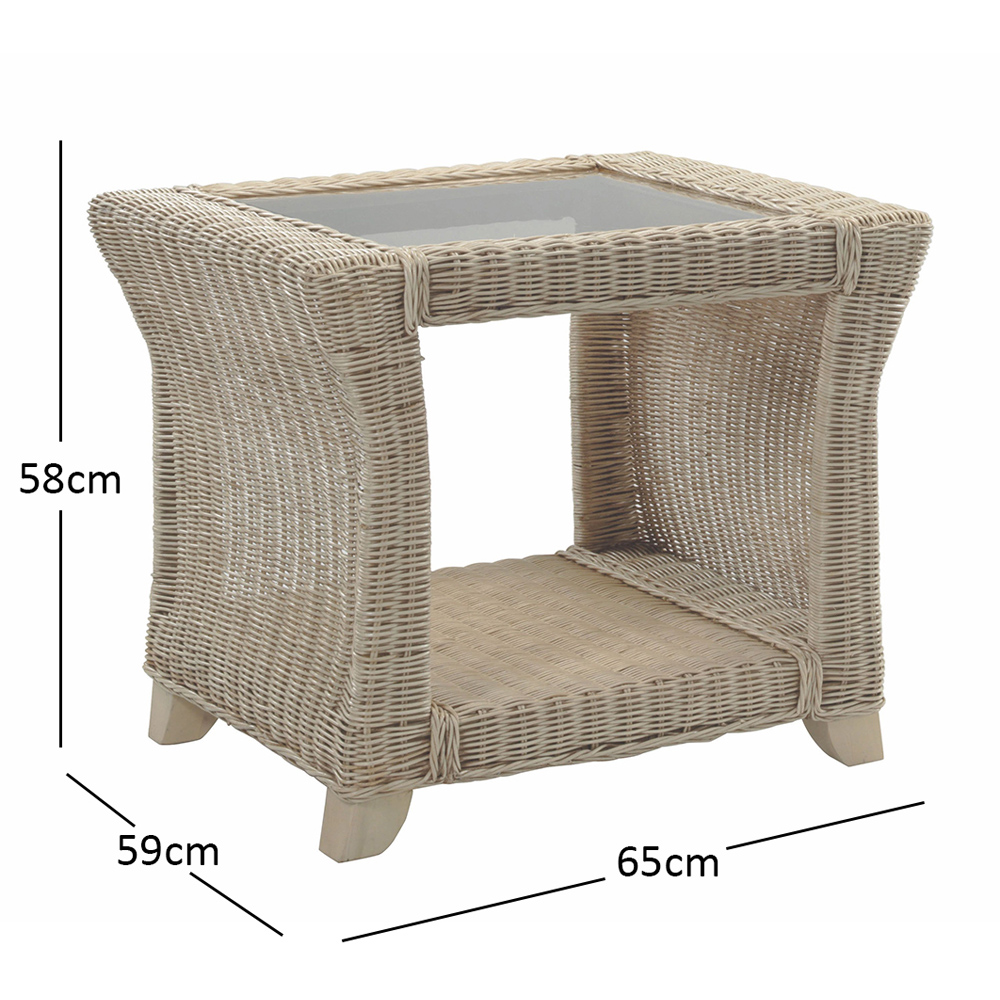 Desser Clifton Natural Rattan Lamp Table with Storage Shelf Image 4