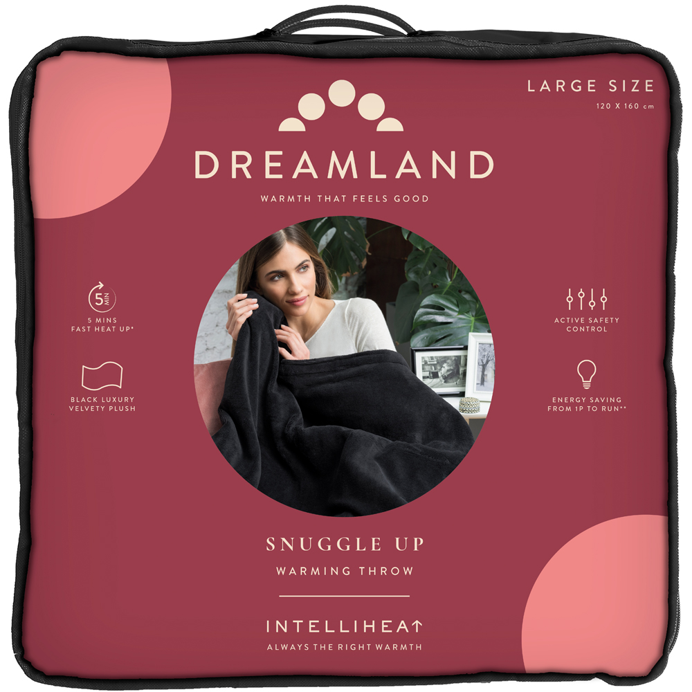 Dreamland Snuggle Up Black Velvet Heated Throw 120 x 160cm Image 3