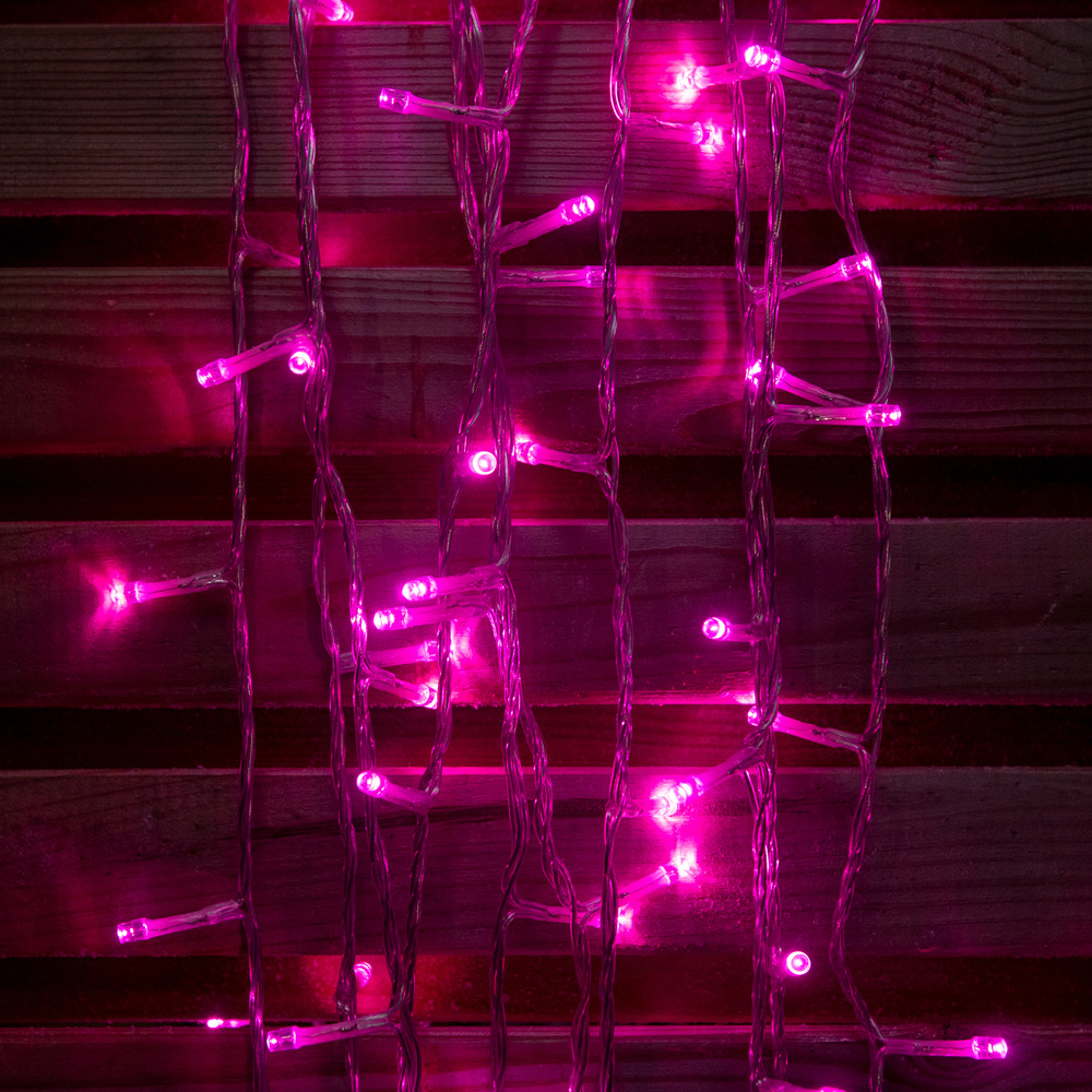 The Christmas Centre 240 Pink LED Multifunction Clear Cable String Light 28m Image 4