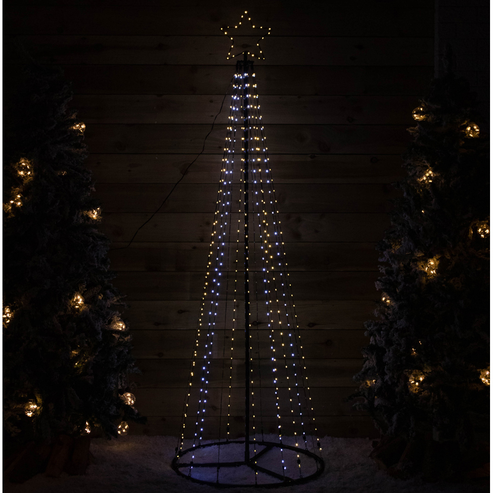 Samuel Alexander Pre-Lit White and Warm White LED Pyramid Christmas Cone Tree 140cm Image 9