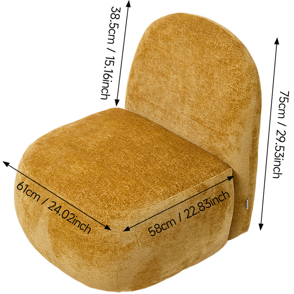Living and Home Modern Yellow Chenille Upholstered Lounge Chair Image 8