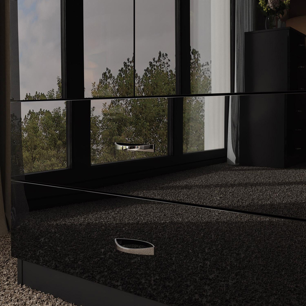 FWStyle Chilton 2 Door 2 Drawer Black Gloss Wardrobe Image 4