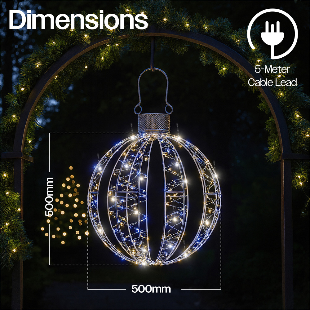 Xmas Haus 120 White and 120 Warm White Micro LED Ball Light 50cm Image 6