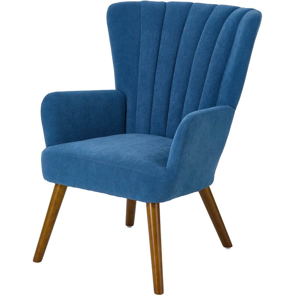 Living and Home Blue Velvet Vertical Stripe Backrest Accent Chair Image 2