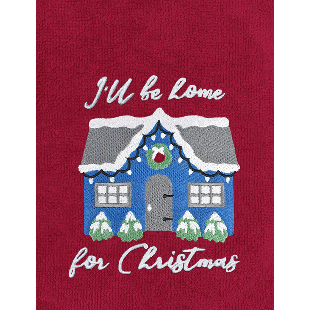 Noel Square Xmas I'll Be Home Red Hand Towel 2 Pack Image 3