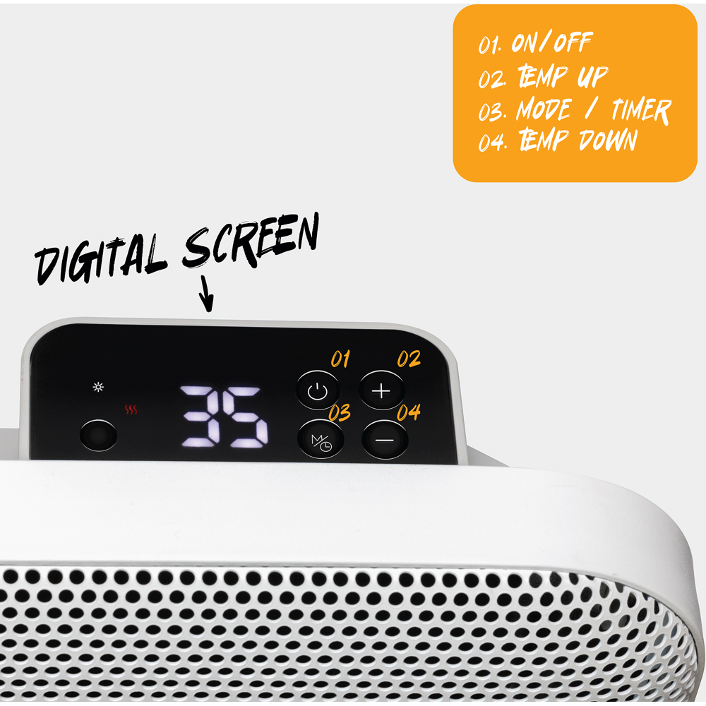 TCP White Electric Panel Wall Mounted and Free Standing Heater 2000W Image 3