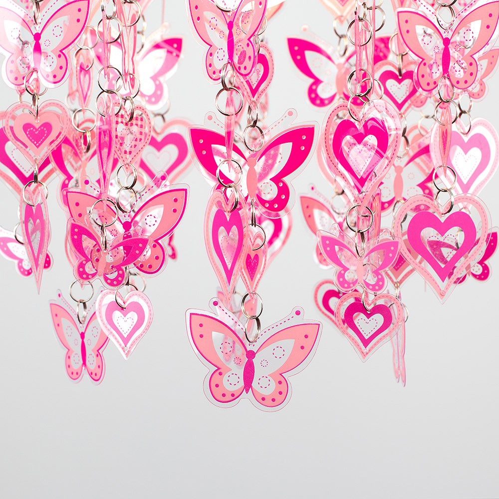ValueLights Pink Hearts and Butterflies Pendant Light Lamp Shade Image 4