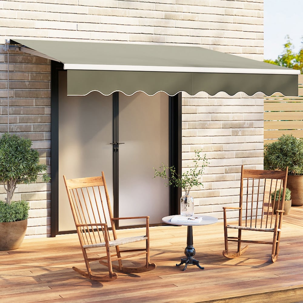 Living and Home Grey Retractable Awning Manual Sunshade 3 x 2.5m Image 1