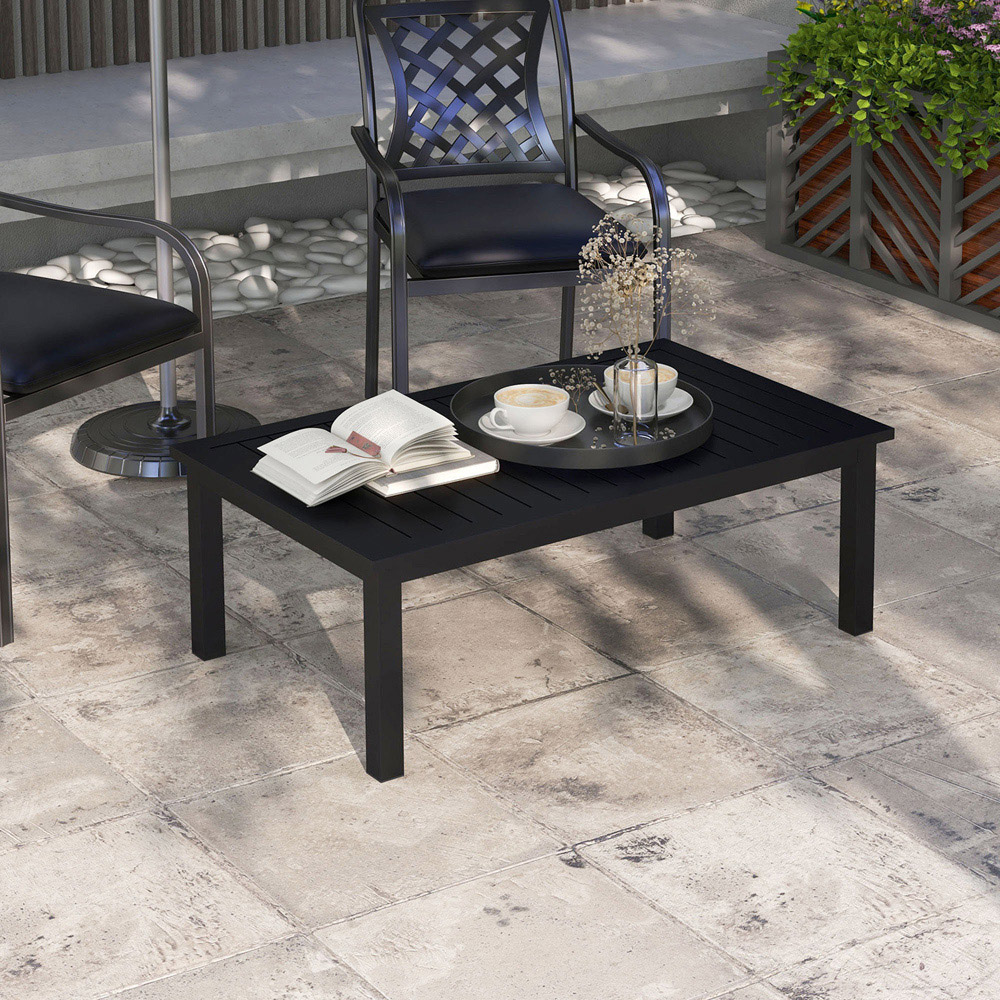 Outsunny Black Outdoor Coffee Table Image 7