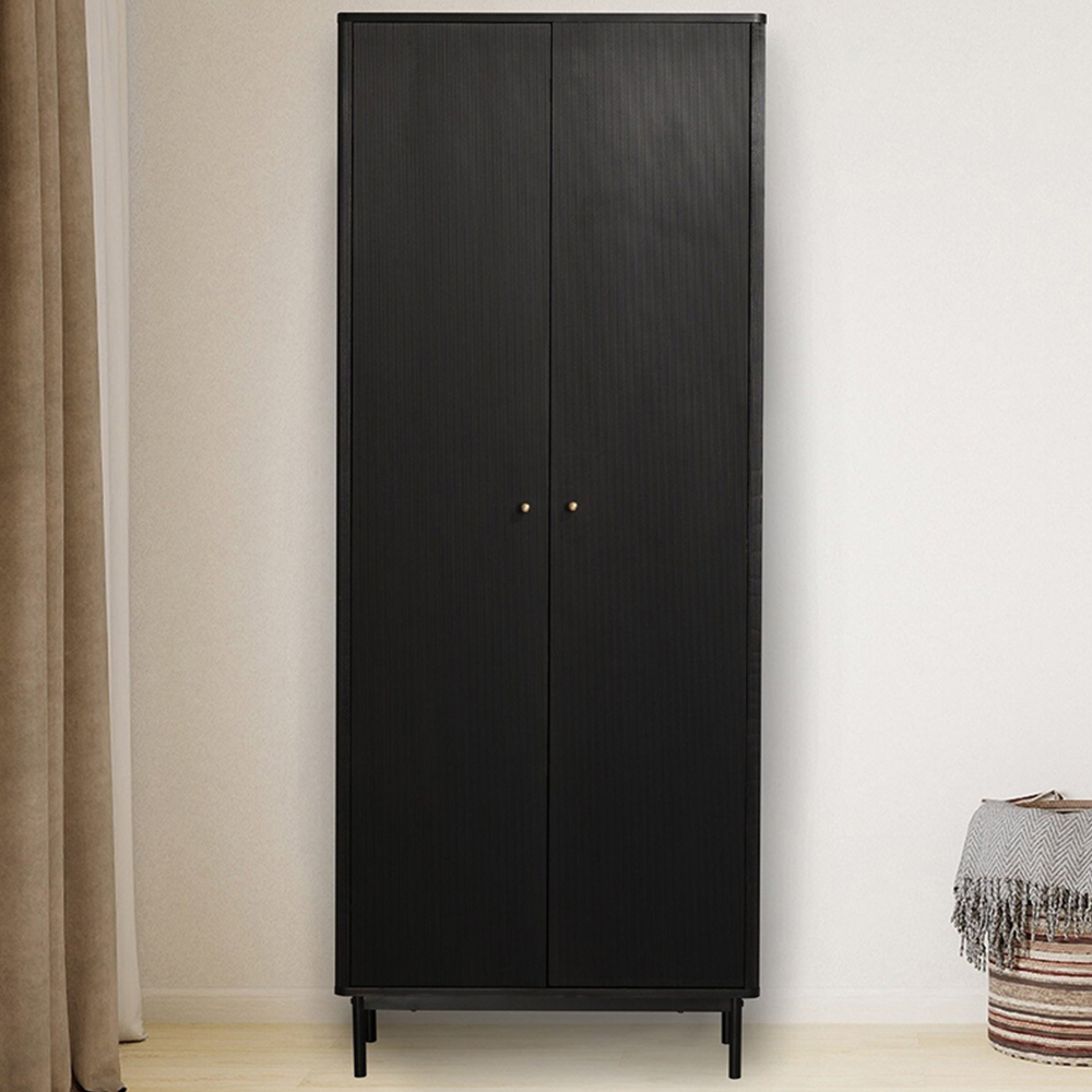 Emilia 2 Door Black Wardrobe Image 1