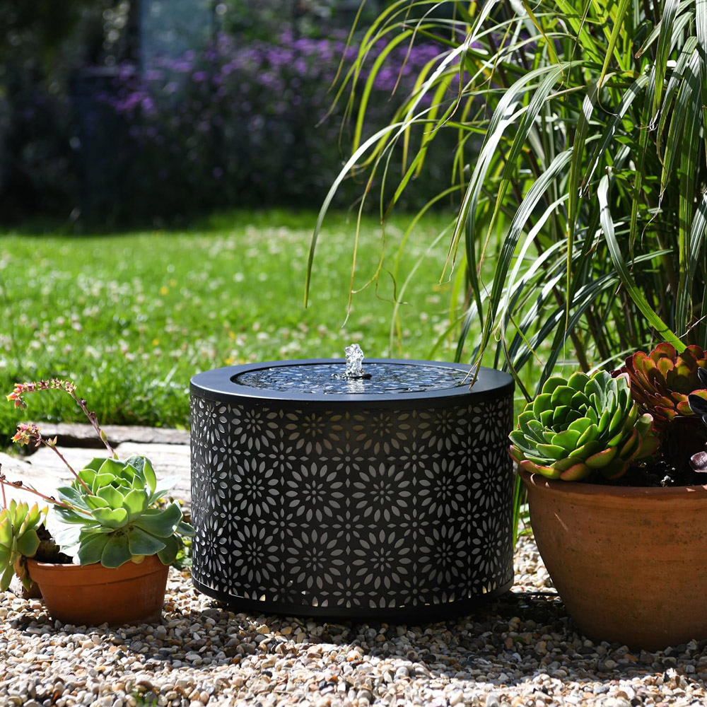 Garden Gear Marrakech Lantern Effect Metal LED Water Feature with Silhouette Effect Image 6