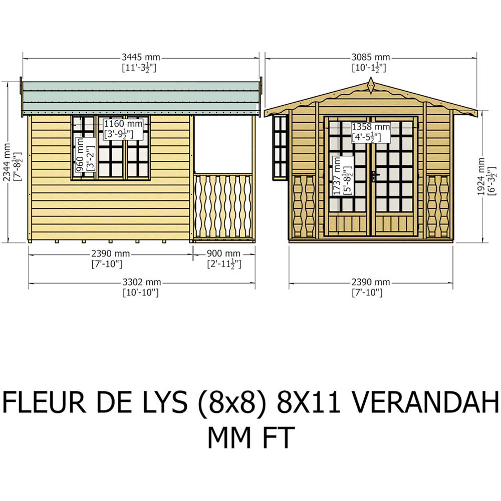 Shire Fleur De Lys 8 x 11ft Double Door Shiplap Apex Summerhouse Image 5