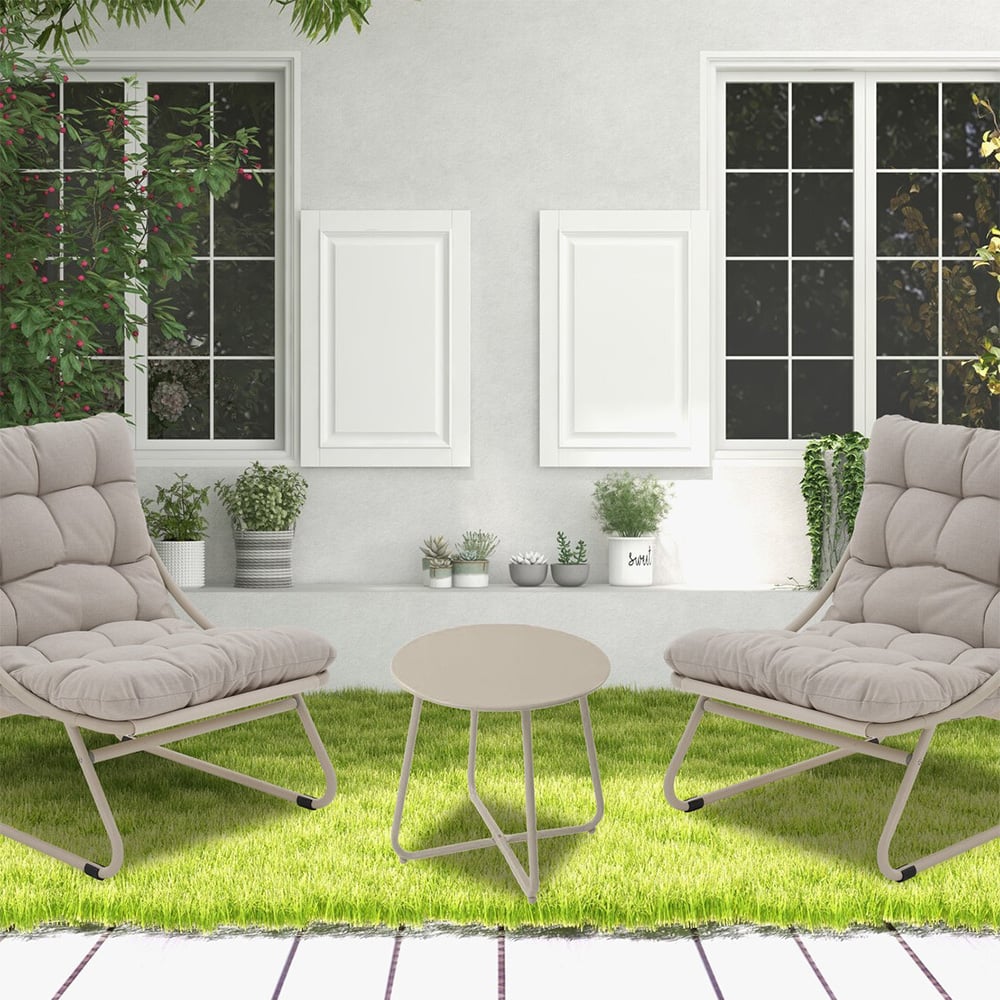 Malay Outdoor Essentials Siesta 2 Seater Sling Bistro Set Grey Image 3