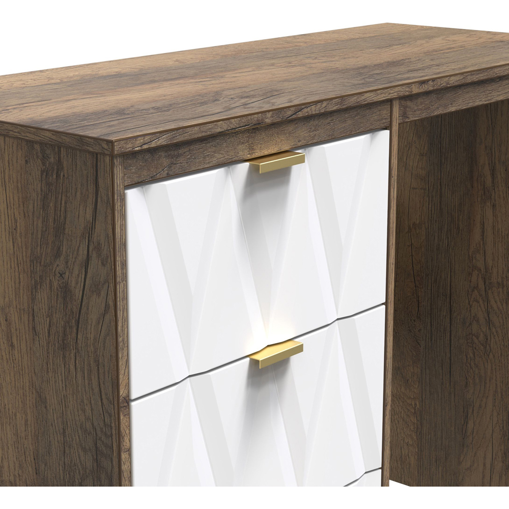 Crowndale Las Vegas 3 Drawer Matt White and Vintage Oak Dressing Table Image 5