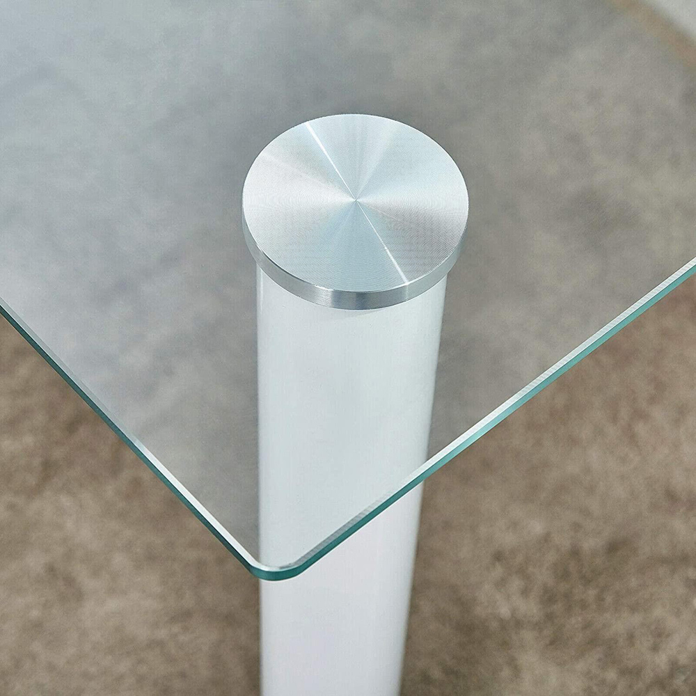 Portland 6 Seater Leather Dining Set White Image 4