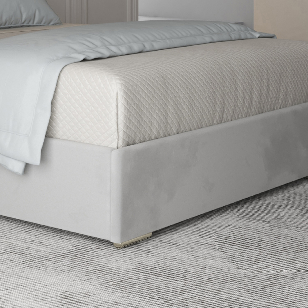 Alison Grey Super King Size Velvet Upholstered Metal Bed Frame with Panelled Headboard Image 4