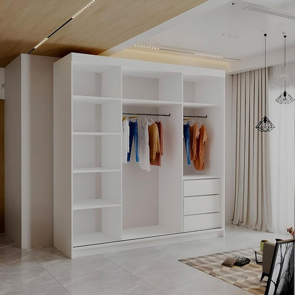 Sliding Wardrobes 4U Collin 2 Sliding Door White Grid Mirrored Wardrobe 200cm Image 4