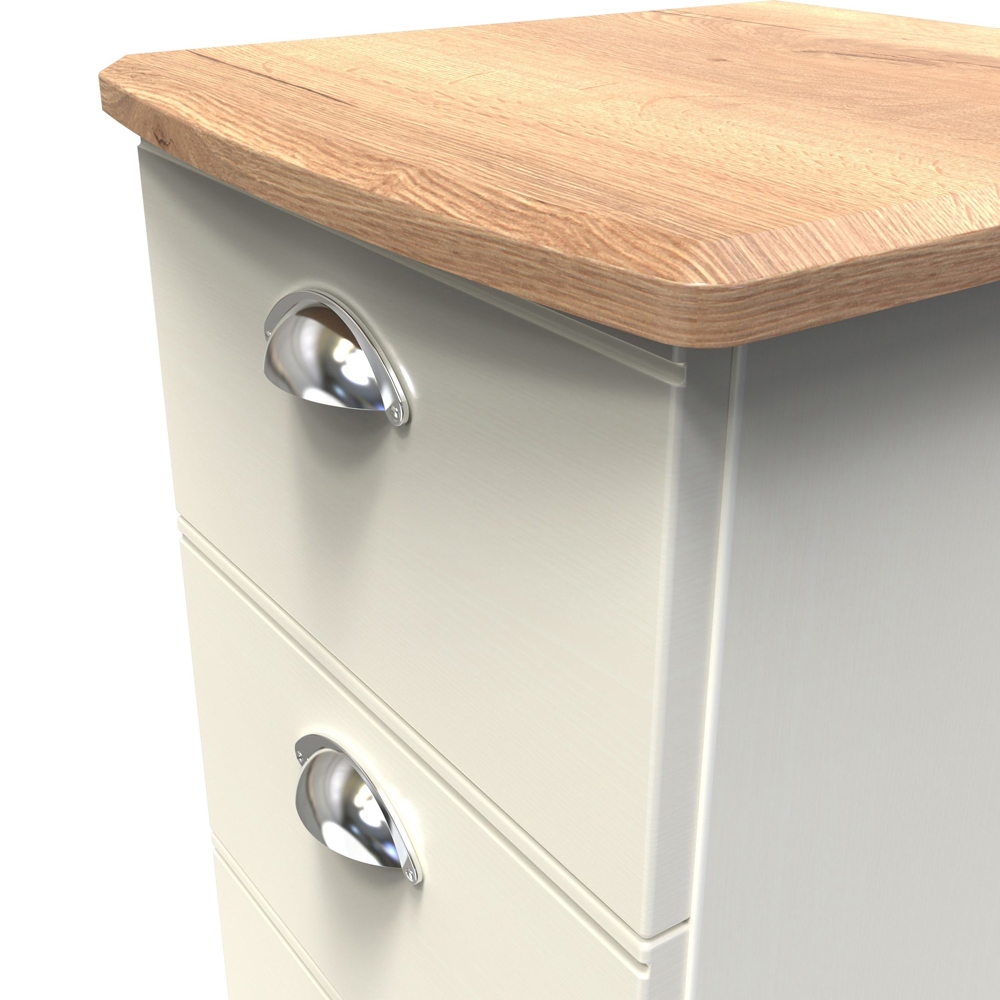 Crowndale Victoria 3 Drawer Cream Ash and Oak Bedside Cabinet Image 5