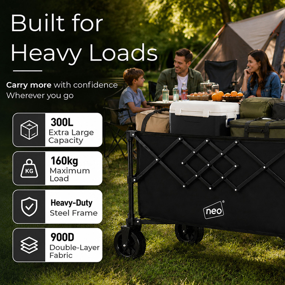 Neo Direct 300L Black Heavy Duty Folding Garden Trolley Cart Image 5