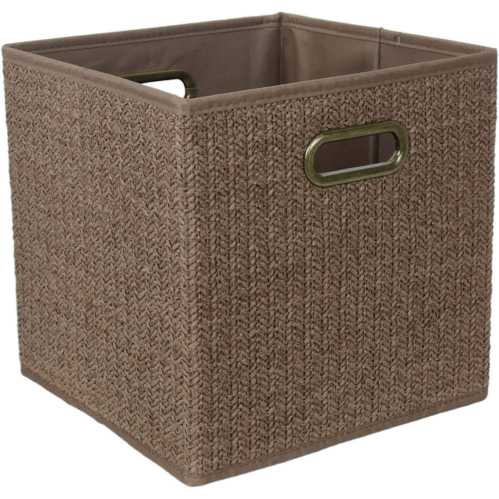 Woven Storage Cube with Cut-out Handles Brown Image 3