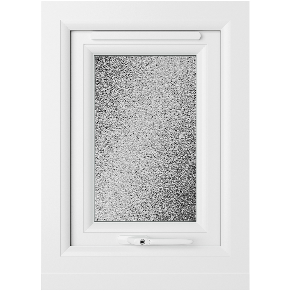 Crystal uPVC Triple Glazed Window Top Hung Opener White Obscure Glass 440x610mm Image 2
