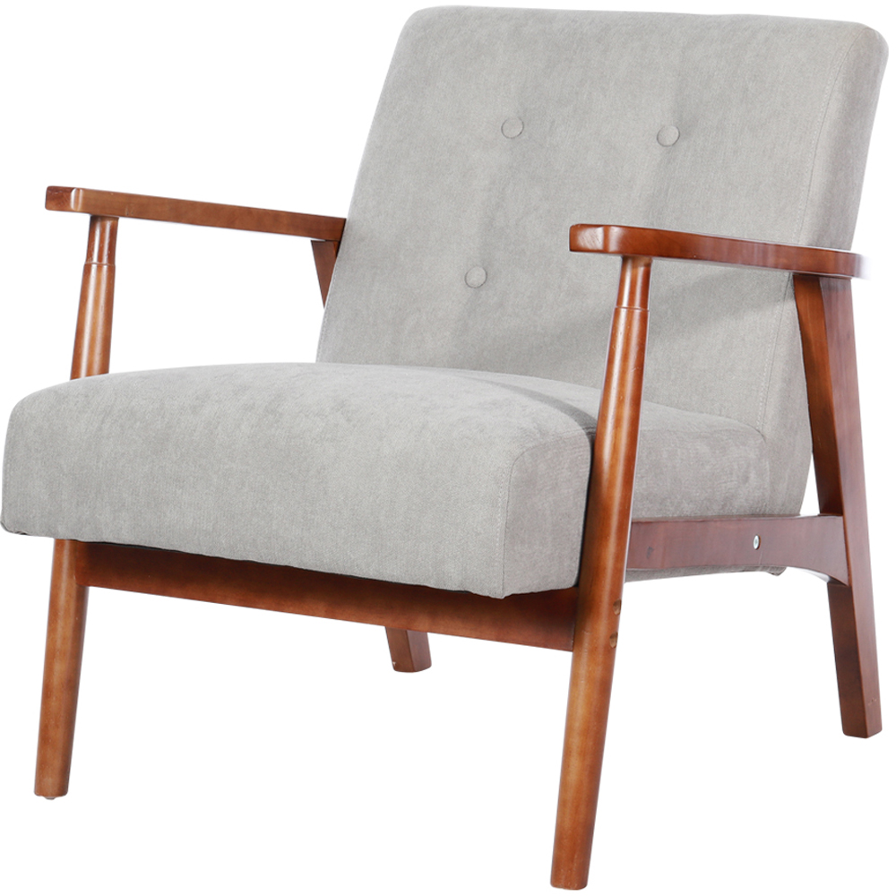 Living and Home Light Grey Tufted Armchair Image 2