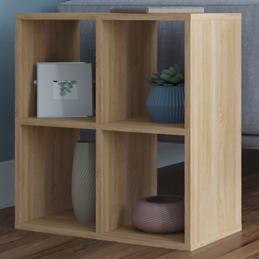 Decorotika Hansen 4 Shelf Oak Side Table Image 1