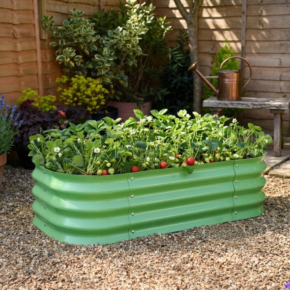Garden Gear Green Metal Raised Bed 120 x 60 x 30cm 2 Pack Image 2