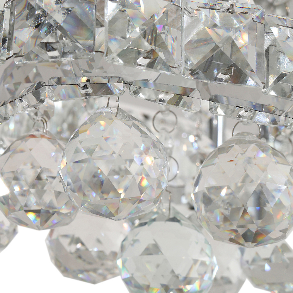 Living and Home 27 inch White Crystal Square Modern Fancy LED Ceiling Light with Remote Image 4