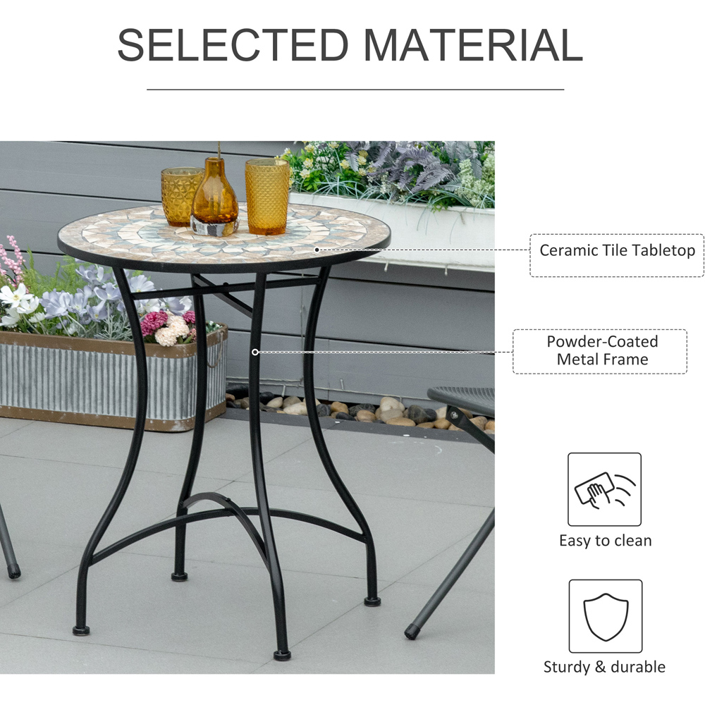 Outsunny Mosaic Round Bistro Table Green Image 6