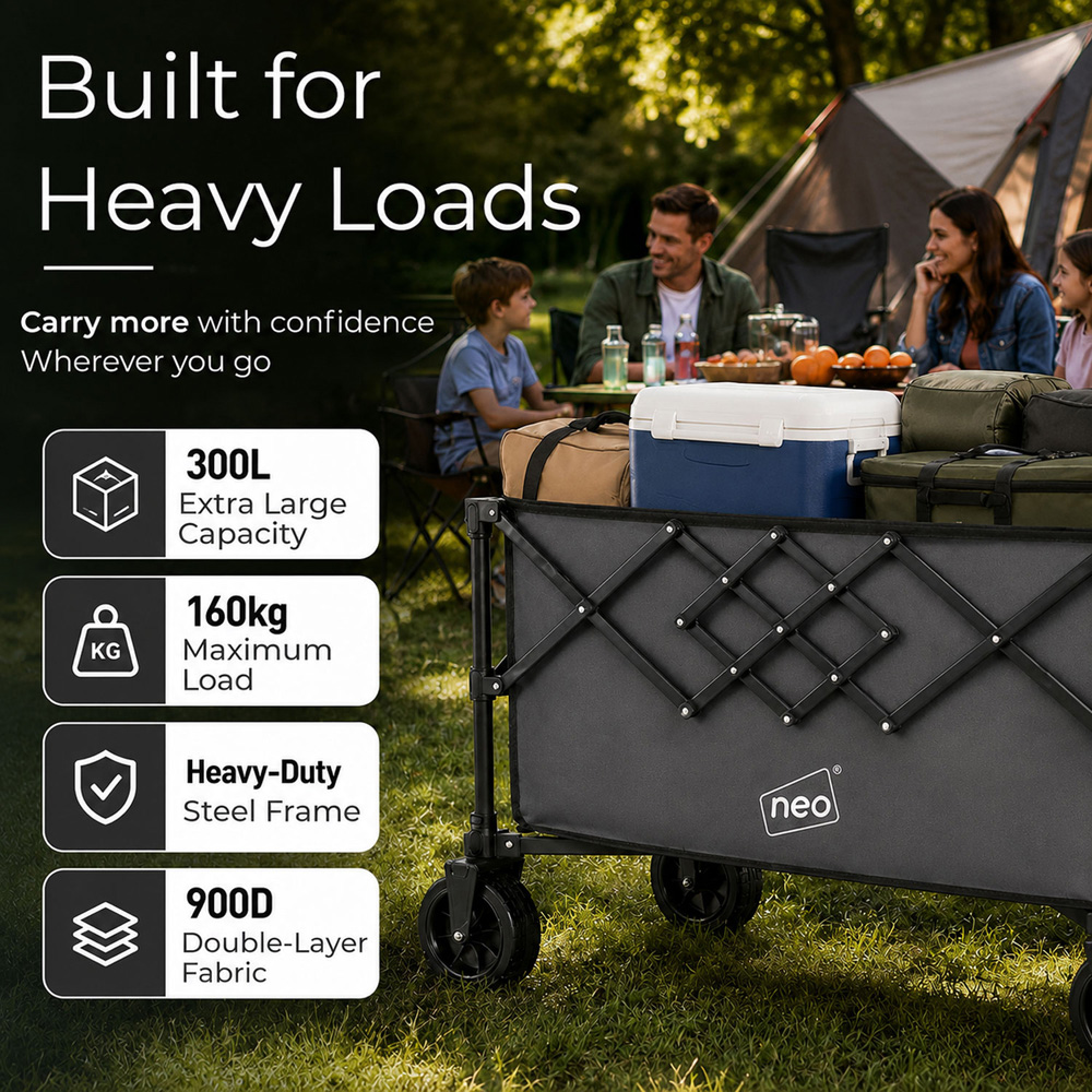 Neo Direct 300L Grey Heavy Duty Folding Garden Trolley Cart Image 5