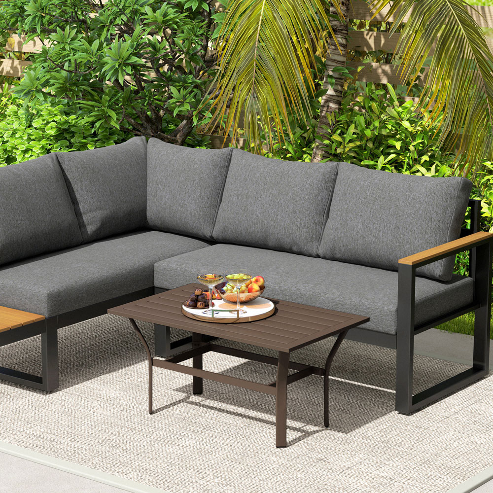 Outsunny Brown Garden Coffee Table Image 3