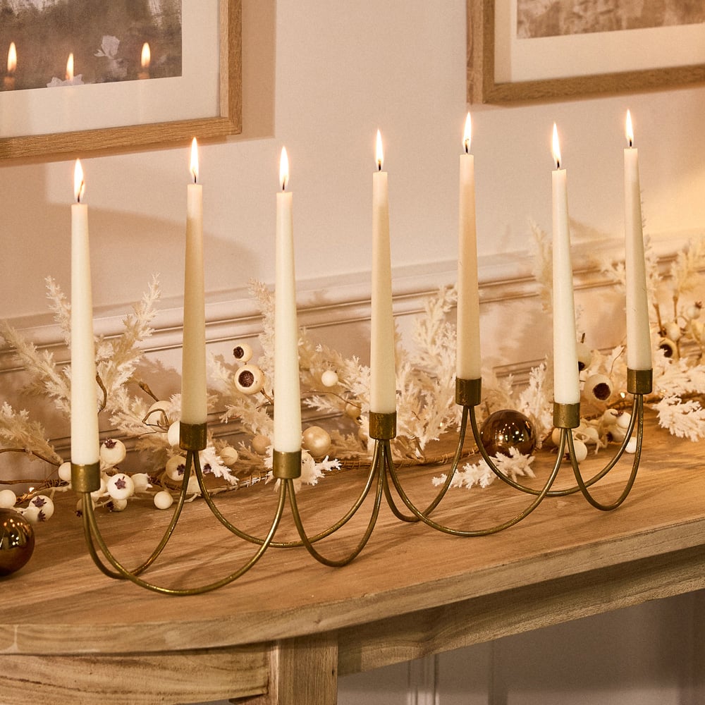 Dibor 7 Arm Gold Wave Candle Holder Image 2