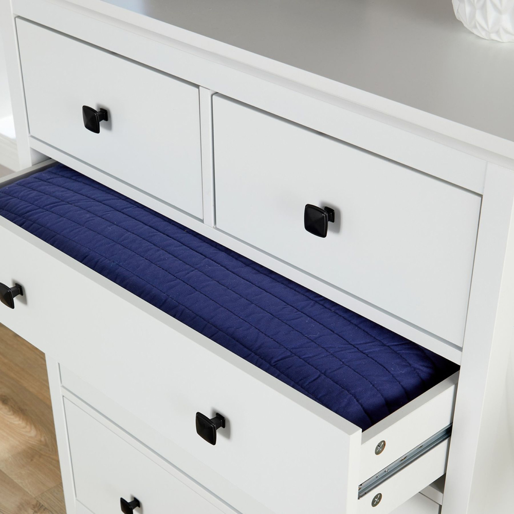 Home Source 5 Drawer White Wide Chest of Drawers Image 5