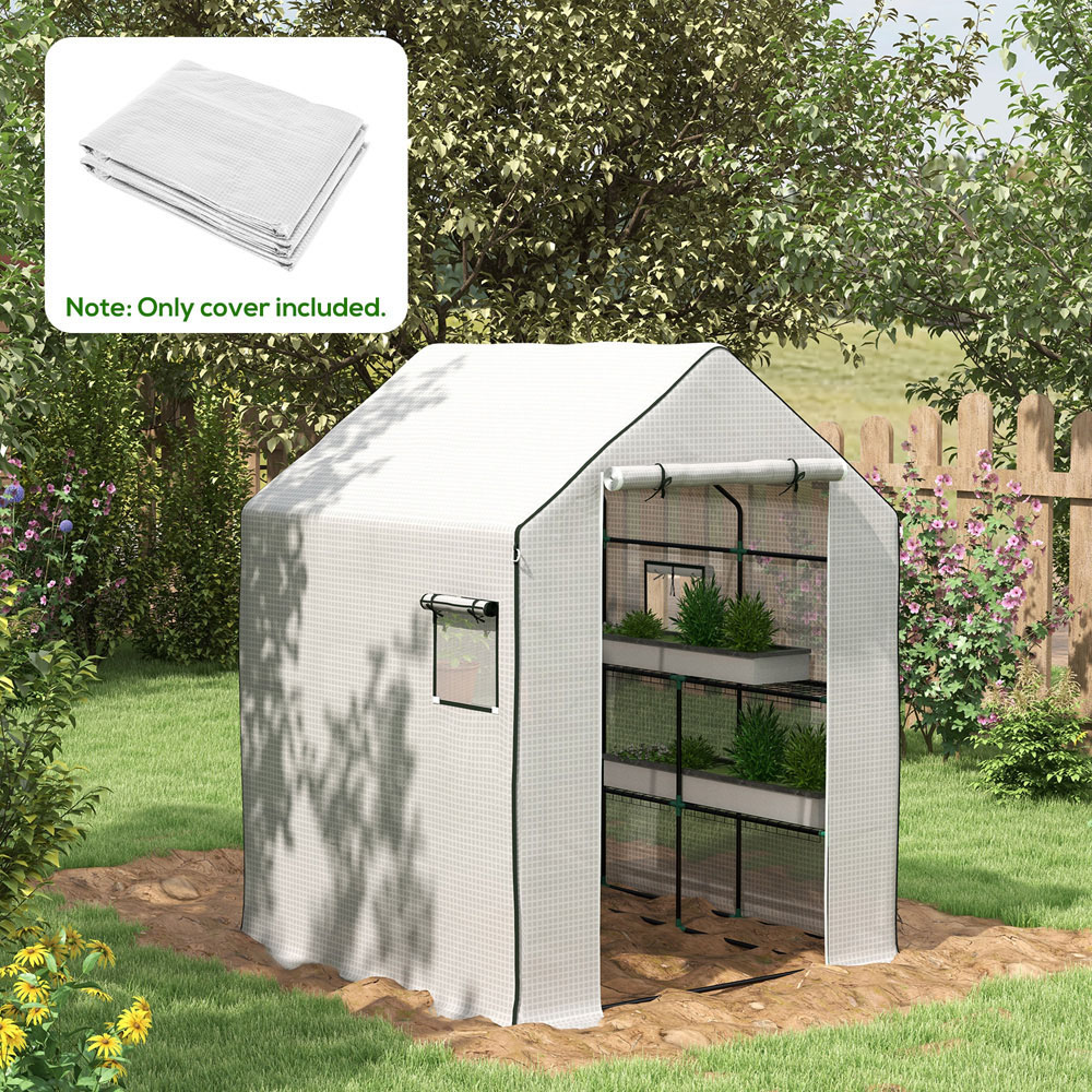 Outsunny White PE 4.5 x 4.5ft Replacement Greenhouse Cover Image 2