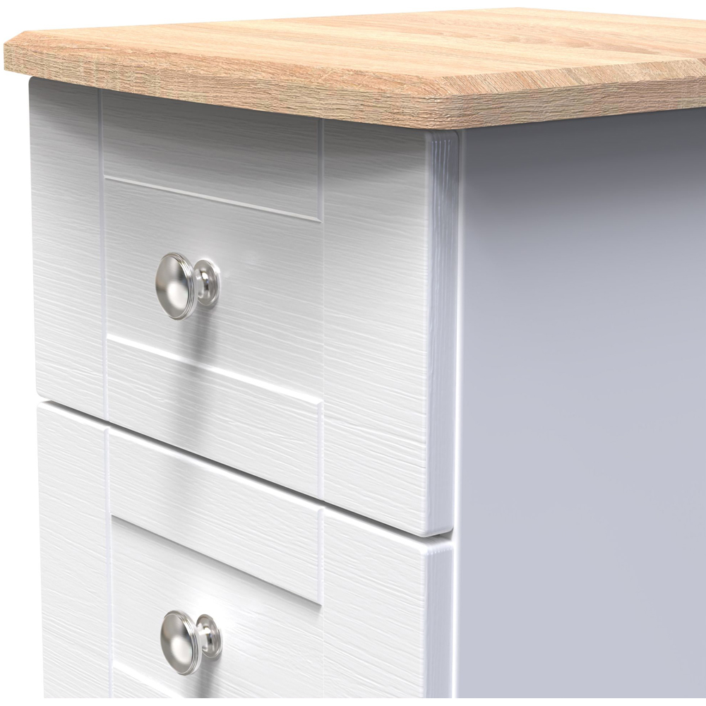 Crowndale Sussex 5 Drawer White Ash and Bardolino Oak Bedside Table Ready Assembled Image 5