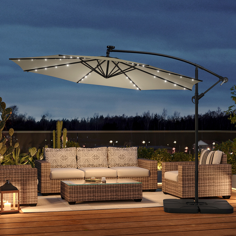 Living and Home Black Cantilever Parasol with Cross Base and Square Base 3m Image 5
