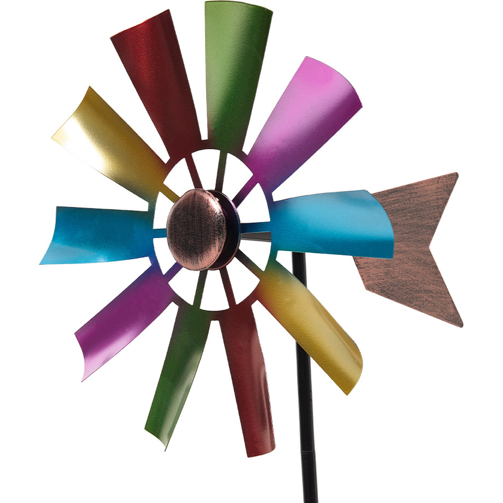 Living and Home 10 Blades Multicolour Metal Wind Spinner 75cm Image 5