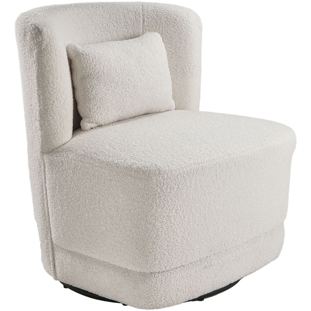 Living and Home White Teddy Fur Upholstered Swivel Barrel Chair | Homebase