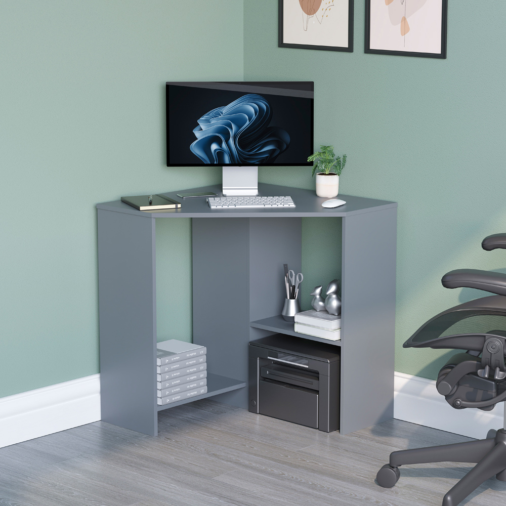 Vida Designs Hetton Corner Computer Desk Grey Image 3