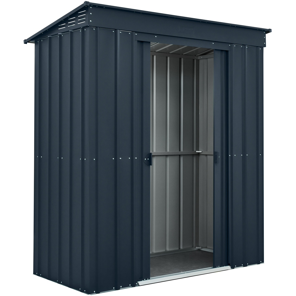 Globel 6 x 3ft 2 Door Grey Metal Pent Garden Shed Image 2