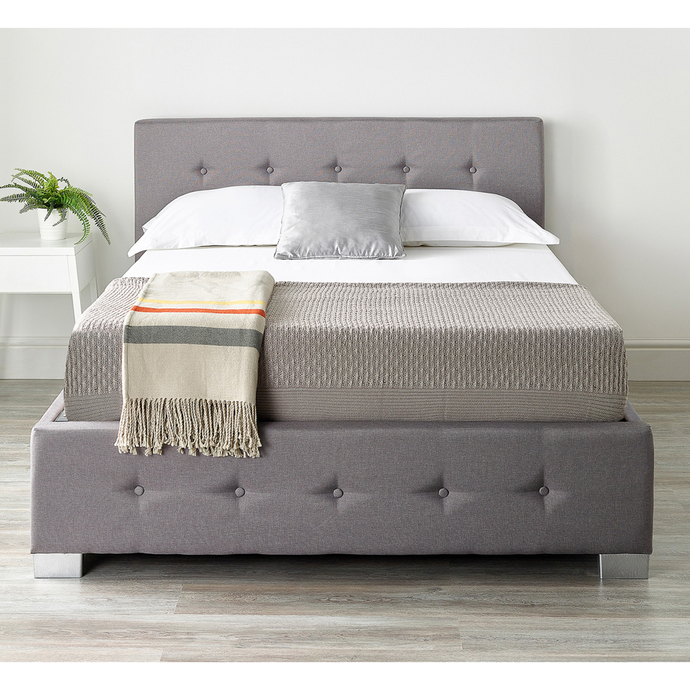 Aspire Super King Grey Linen End Lift Ottoman Storage Bed Image 2